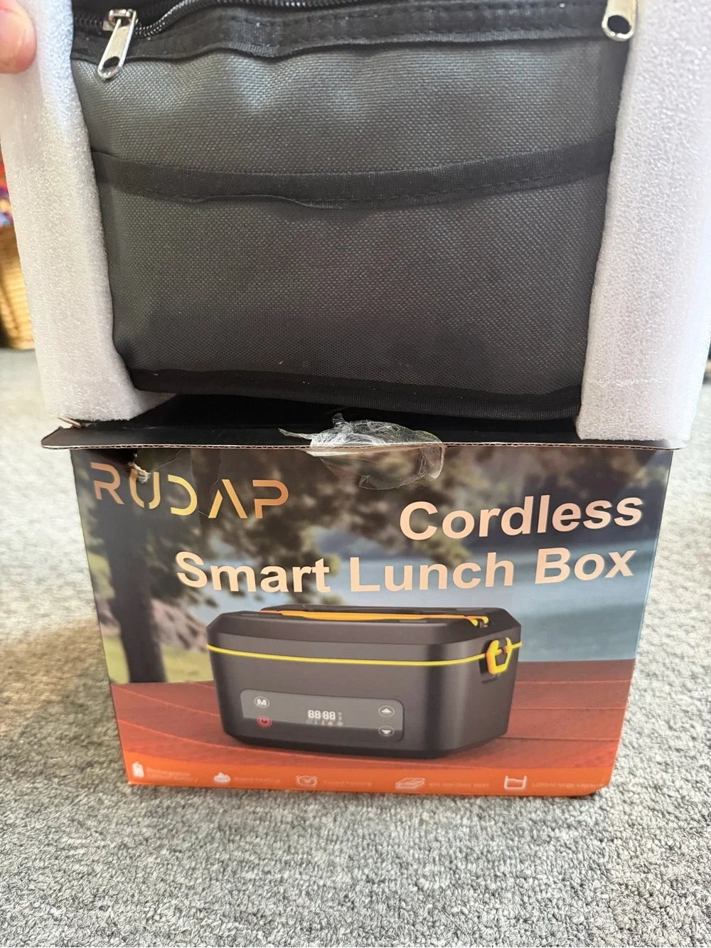 RUDAP Cordless Smart Lunch Box - Gray with Yellow Trim